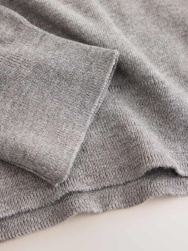 Grey Soft Touch V-Neck Cotton Rich Jumper - Image 7 of 7 Grey Soft Touch V-Neck Cotton Rich Jumper - Image 7 of 7