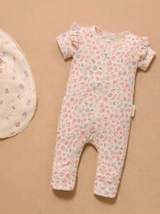 Purebaby プリント 半袖 フローラルジップ パジャマ - 画像 1 / 5