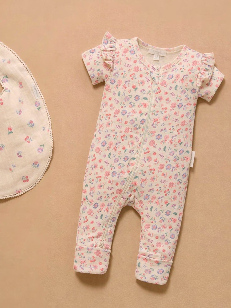 Purebaby プリント 半袖 フローラルジップ パジャマ - 画像 1 / 5 Purebaby プリント 半袖 フローラルジップ パジャマ - 画像 1 / 5