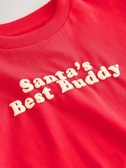 Bright Red Santa's Best Buddy Long Sleeve Christmas T-Shirt (3mths-7yrs) - Image 8 of 9
