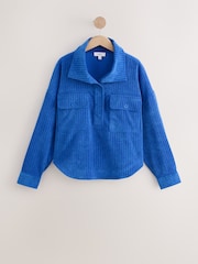 Cobalt Blue Soft Corduroy Funnel Overhead Shacket - Image 1 of 8