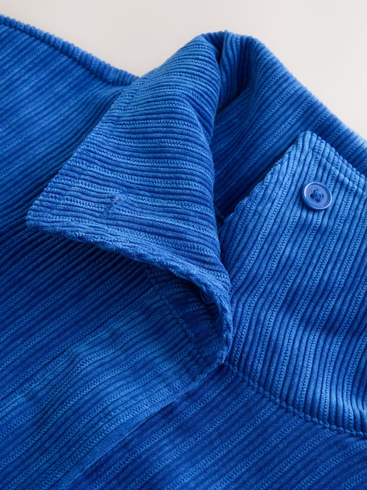 Cobalt Blue Soft Corduroy Funnel Overhead Shacket - Image 2 of 8 Cobalt Blue Soft Corduroy Funnel Overhead Shacket - Image 2 of 8