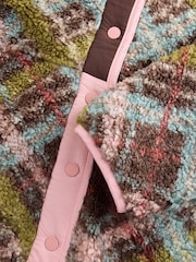 Green/Pink Tartan Button Through Borg Fleece - Image 10 of 10