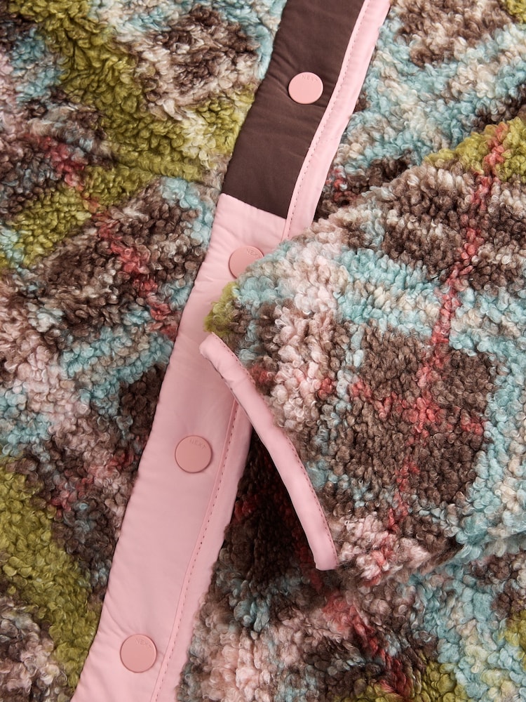 Green/Pink Tartan Button Through Borg Fleece - Image 10 of 10 Green/Pink Tartan Button Through Borg Fleece - Image 10 of 10