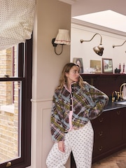 Green/Pink Tartan Button Through Borg Fleece - Image 3 of 10