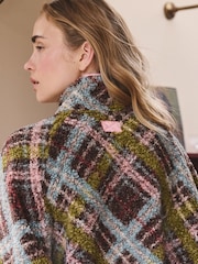 Green/Pink Tartan Button Through Borg Fleece - Image 7 of 10