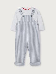 The White Company White Cotton Blend Stripe Dungaree & Top Set - Image 5 of 5
