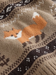 Mink Brown Fox - Strikket trøje med rund hals og figurmotiv (3mdr.-7år) - Billede 3 af 4