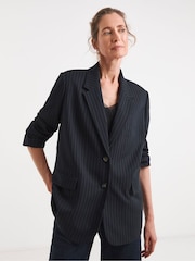 JD Williams Grey Relaxed Pinstripe Blazer - Image 1 of 4