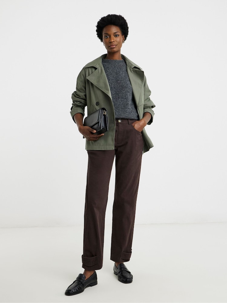 JD Williams Chocolate Peg Leg Chino Trousers - Image 1 of 4