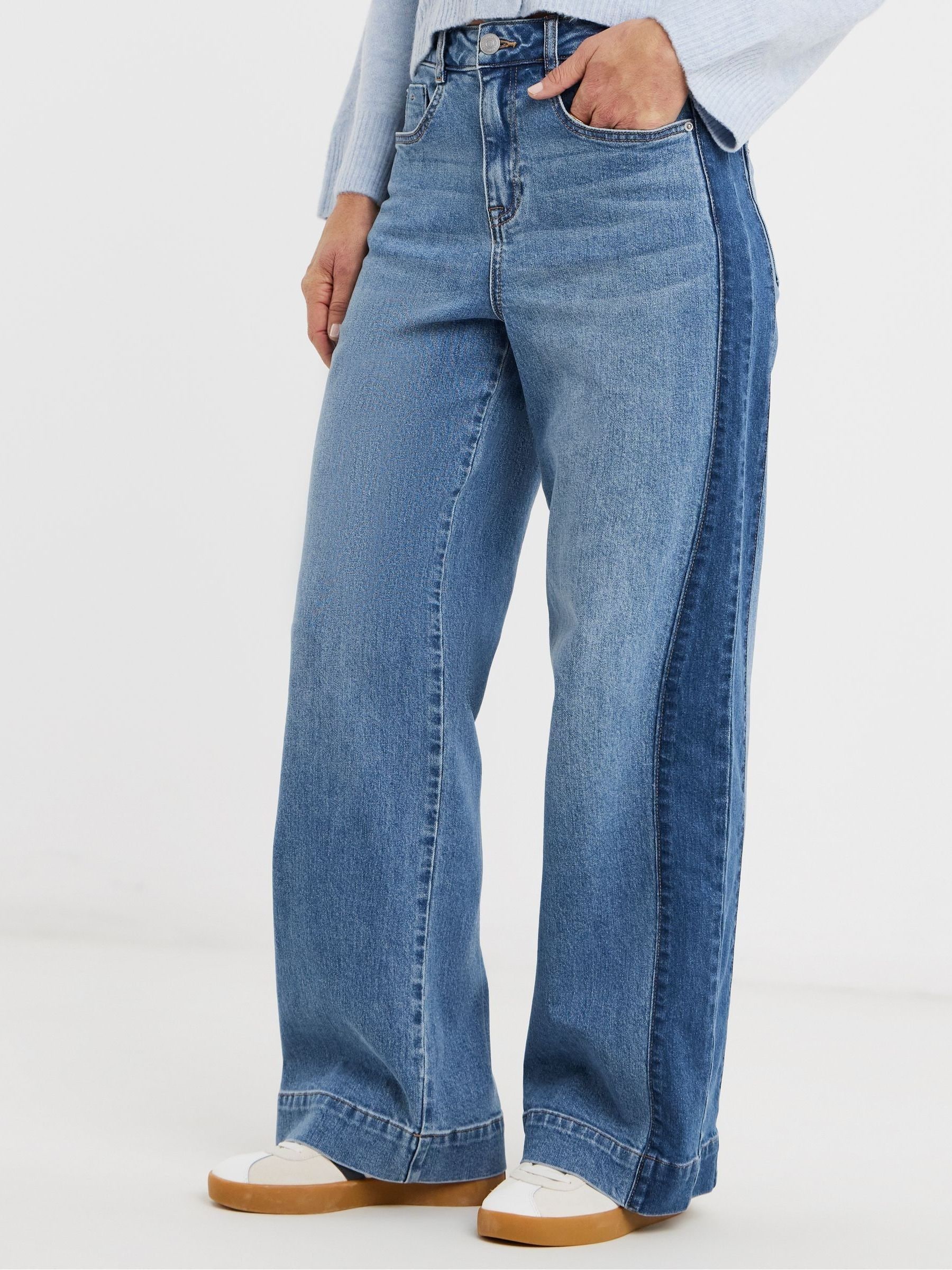 Buy JD Williams Blue Authentic Tonal Side Wide Leg Jeans from Next