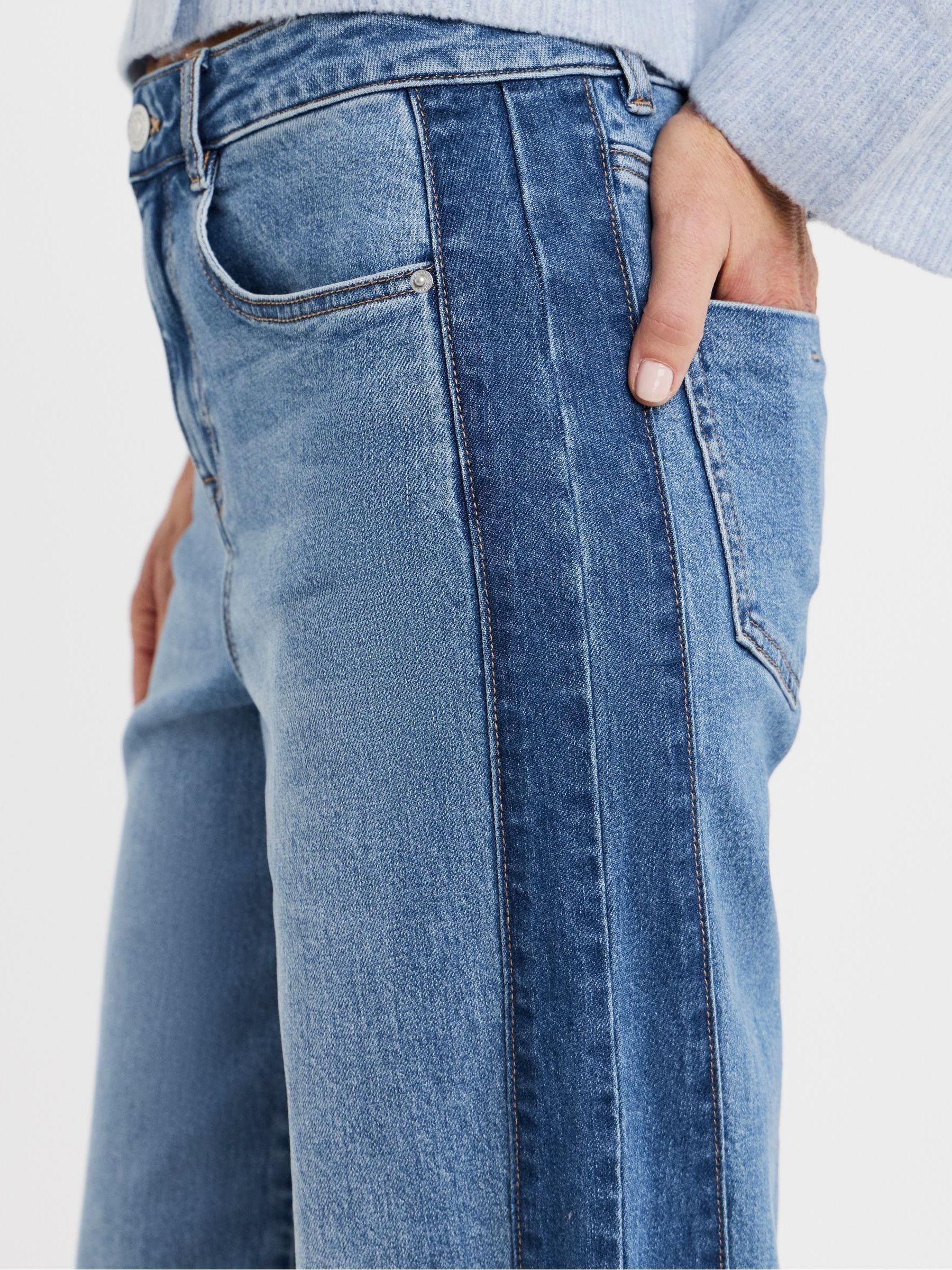 Buy JD Williams Blue Authentic Tonal Side Wide Leg Jeans from Next