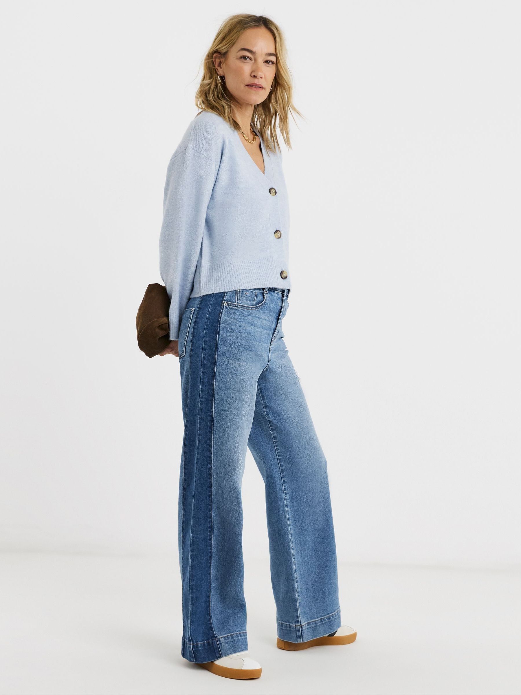 Buy JD Williams Blue Authentic Tonal Side Wide Leg Jeans from Next