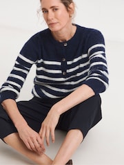 JD Williams Breton Stripe Wide Sleeve Henley Jumper - Imaginea 3 din 4