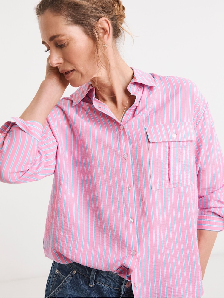 JD Williams Pink Stripe Relaxed Shirt - Image 1 of 4