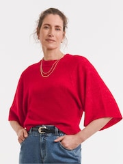 JD Williams Red Sheer Wide Sleeve Jumper - Image 1 of 4