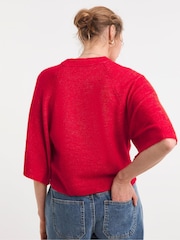 JD Williams Red Sheer Wide Sleeve Jumper - Image 2 of 4