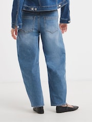 JD Williams Blue Authentic Fashion Pocket Barrel Leg Jeans - Image 3 of 4