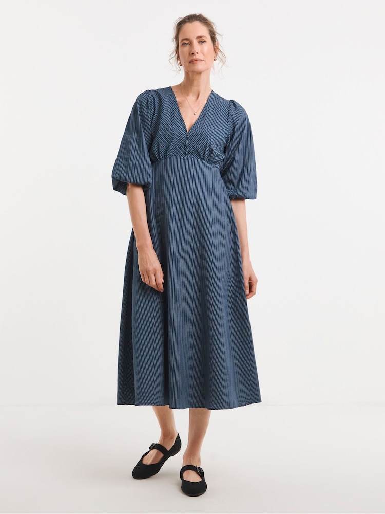 JD Williams Blue Stripe Button Detail Tea Dress - Image 1 of 4