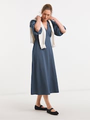 JD Williams Blue Stripe Button Detail Tea Dress - Image 2 of 4