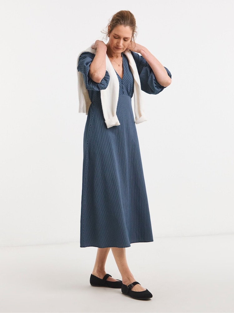 JD Williams Blue Stripe Button Detail Tea Dress - Image 2 of 4