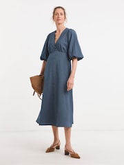 JD Williams Blue Stripe Button Detail Tea Dress - Image 3 of 4