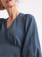 JD Williams Blue Stripe Button Detail Tea Dress - Image 4 of 4