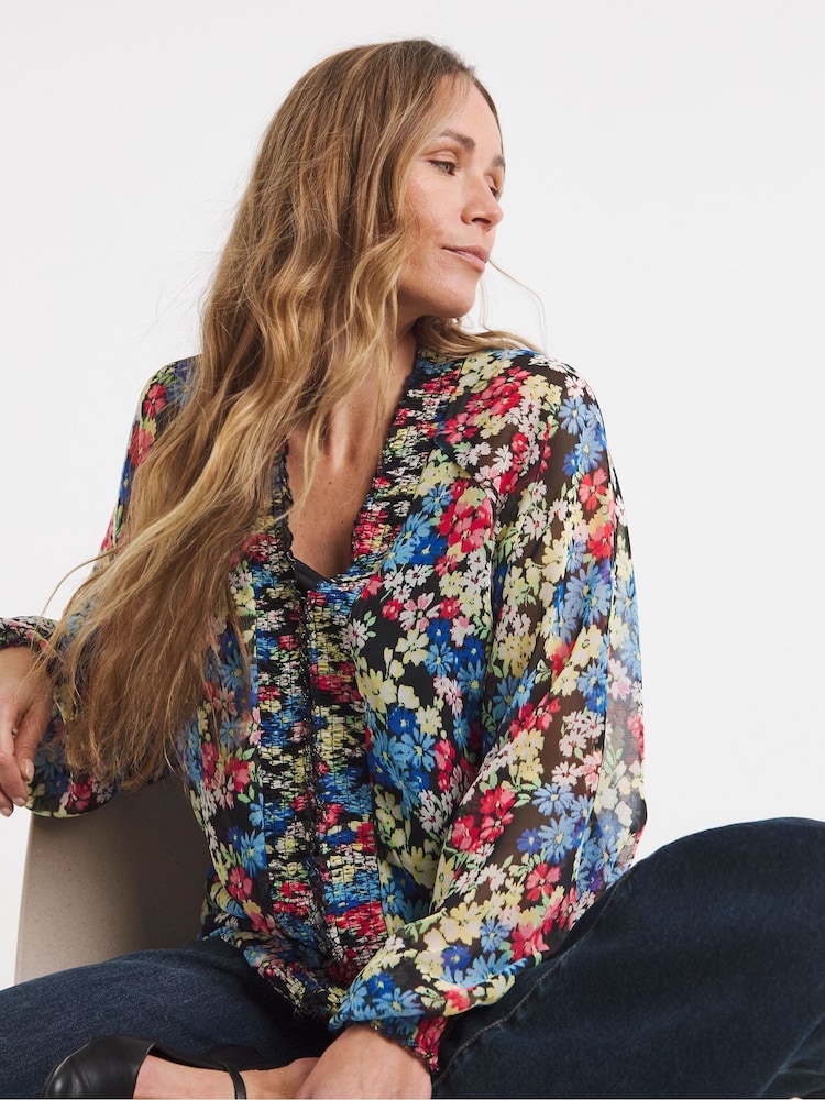 JD Williams Multi Shirred Georgette Blouse - Image 1 of 4