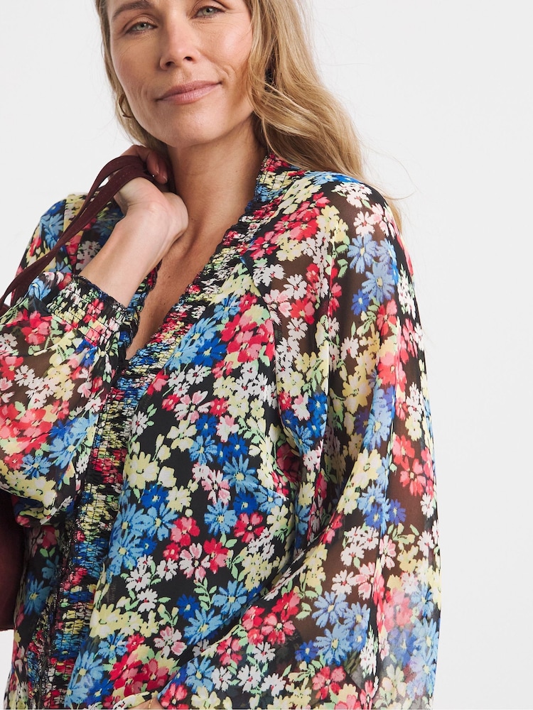 JD Williams Multi Shirred Georgette Blouse - Image 4 of 4