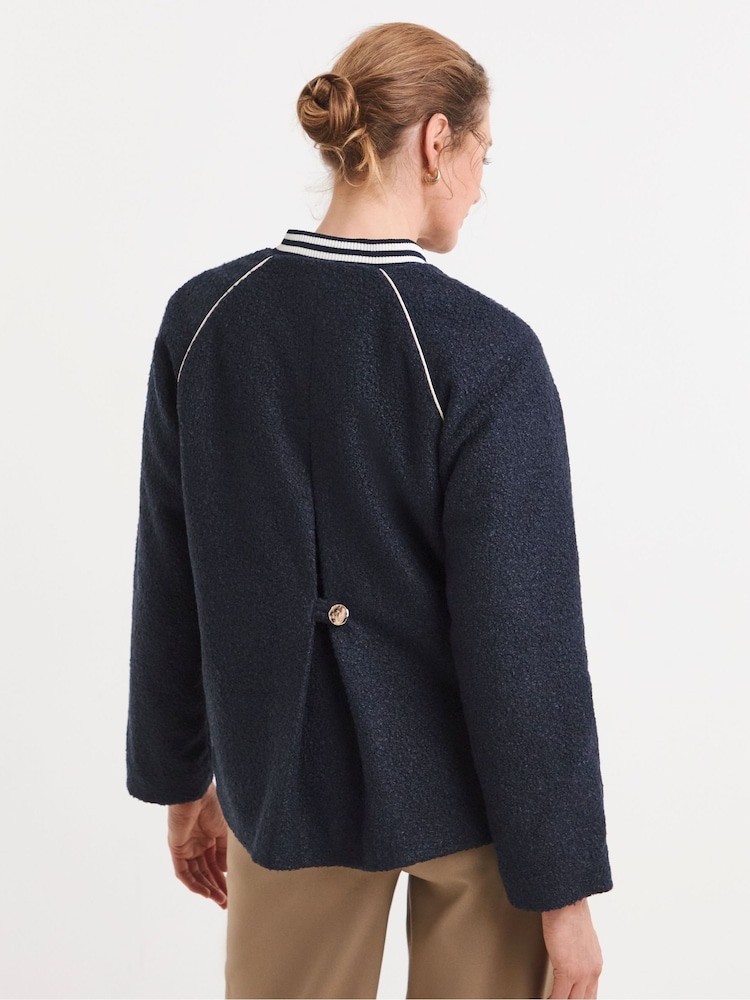 JD Williams Blue Bloucle Varsity Jacket - Image 2 of 4 JD Williams Blue Bloucle Varsity Jacket - Image 2 of 4