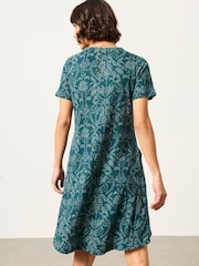 Teal Blue Damask - Robe en jersey fleurie FatFace - Image 2 sur 5