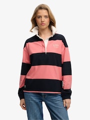 ורוד - Superdry חולצת רוגבי עם פסים, קולקציית Heritage - תמונה 2 מתוך 5