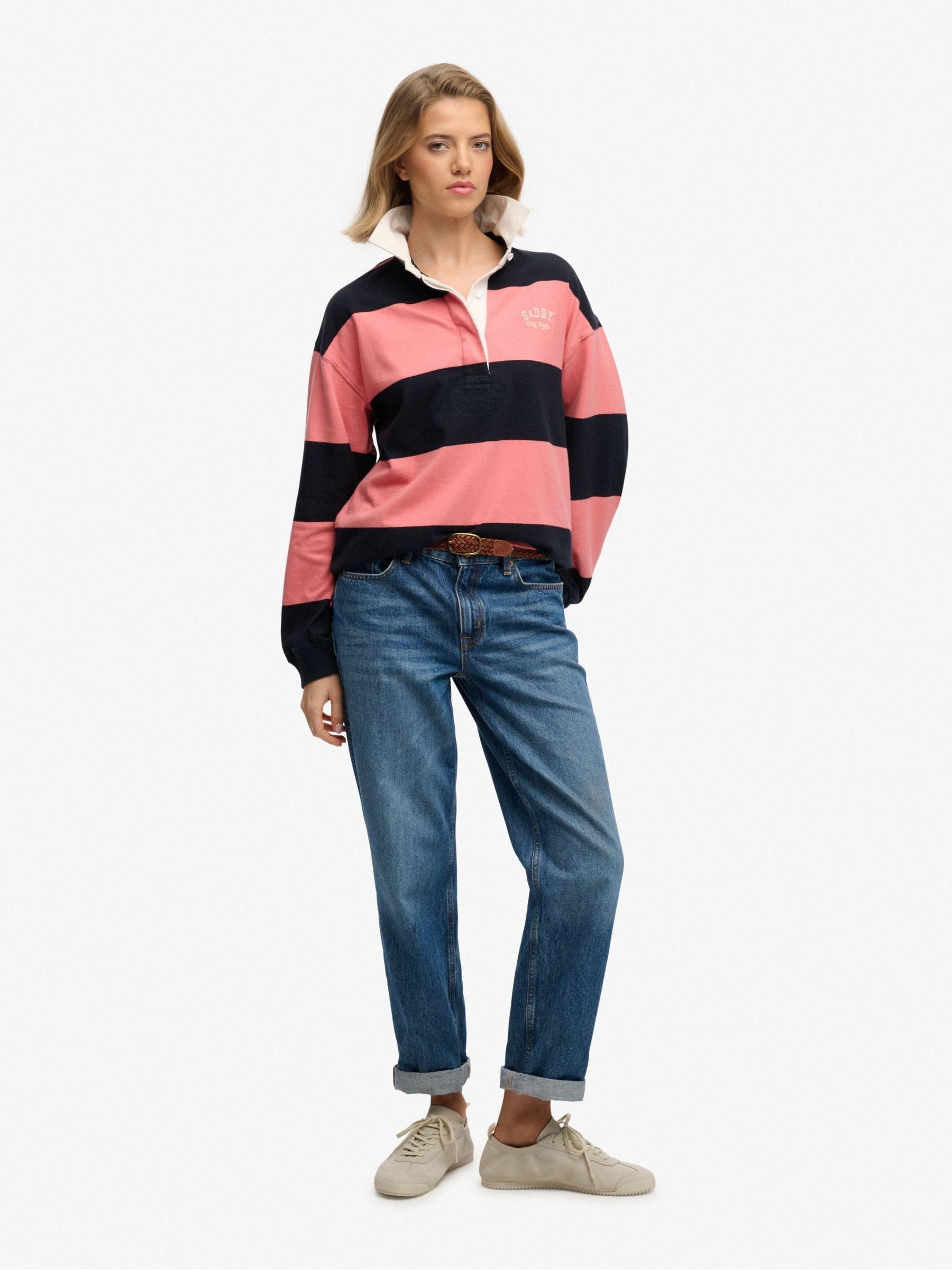 Buy Superdry Pink Heritage Stripe Rugby Shirt from Next Ireland