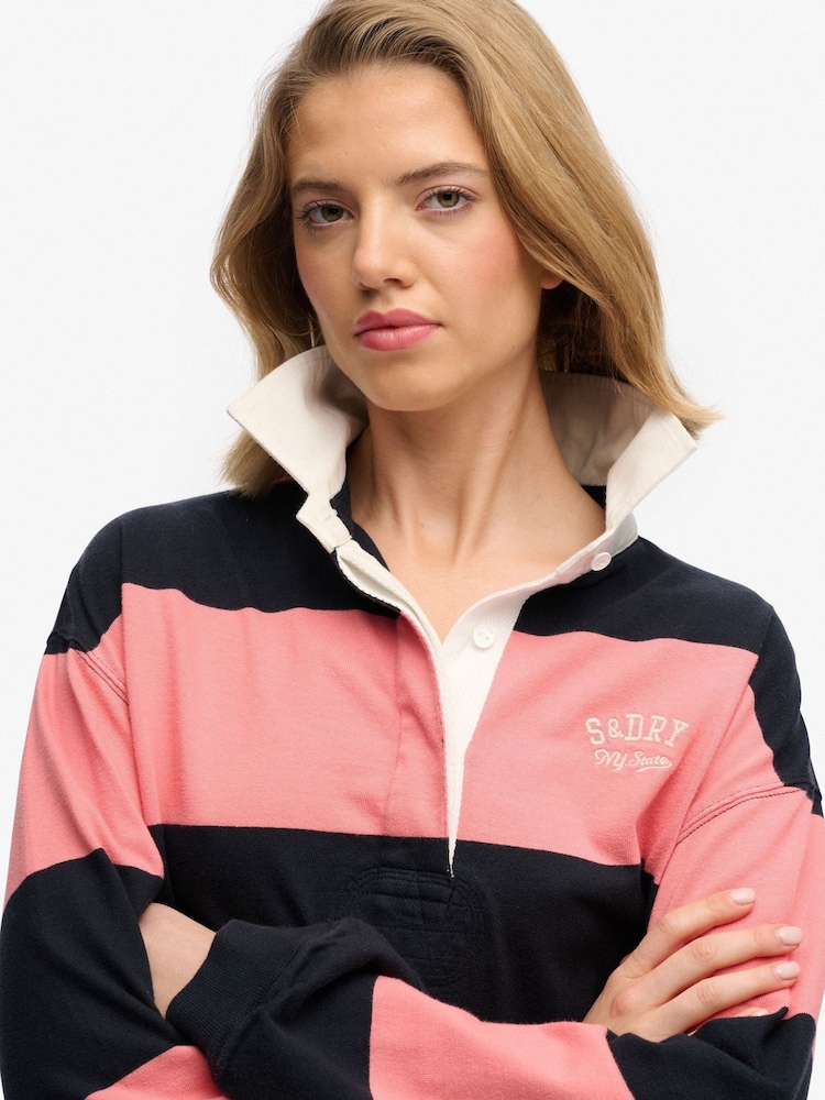 ורוד - Superdry חולצת רוגבי עם פסים, קולקציית Heritage - תמונה 5 מתוך 5