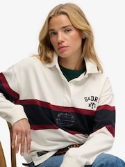 לבן - Superdry חולצת רוגבי עם פסים, קולקציית Heritage - תמונה 1 מתוך 5