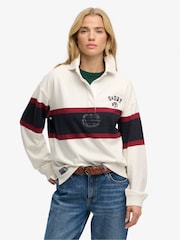 לבן - Superdry חולצת רוגבי עם פסים, קולקציית Heritage - תמונה 2 מתוך 5