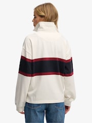 לבן - Superdry חולצת רוגבי עם פסים, קולקציית Heritage - תמונה 3 מתוך 5