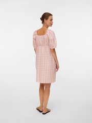 Mamalicious Pink Maternity Puff Sleeve V-Neck Dress - Image 2 of 3