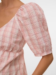 Mamalicious Pink Maternity Puff Sleeve V-Neck Dress - Image 3 of 3