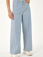 Roman Blue Petite Stripe Cropped Denim Trousers - Image 4 of 5