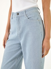 Roman Blue Petite Stripe Cropped Denim Trousers - Image 5 of 5