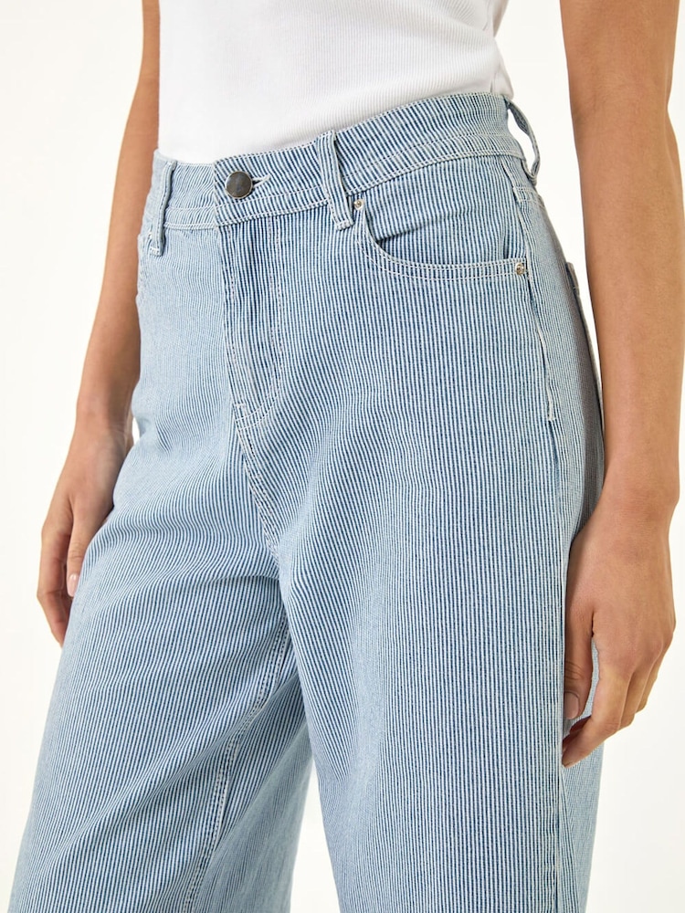 Roman Blue Petite Stripe Cropped Denim Trousers - Image 5 of 5
