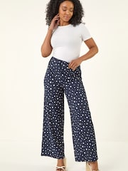 Roman Blue Petite Textured Stretch Trousers - Image 1 of 5