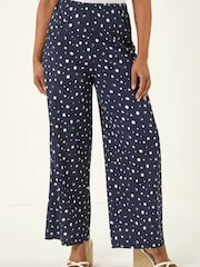 Roman Blue Petite Textured Stretch Trousers - Image 4 of 5
