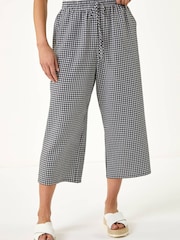Roman Black Petite Gingham Stretch Cropped Trousers - Image 4 of 5