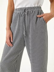 Roman Black Petite Gingham Stretch Cropped Trousers - Image 5 of 5