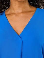 Roman Blue Petite V-Neck Tuck Front Top - Image 5 of 5