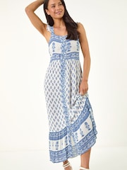 Roman Petite Floral Strappy Midi Dress - Image 1 of 5