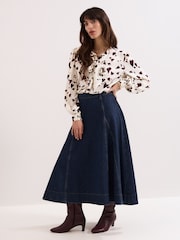 Phase Eight Blue Thea Denim Skirt - Image 1 of 6
