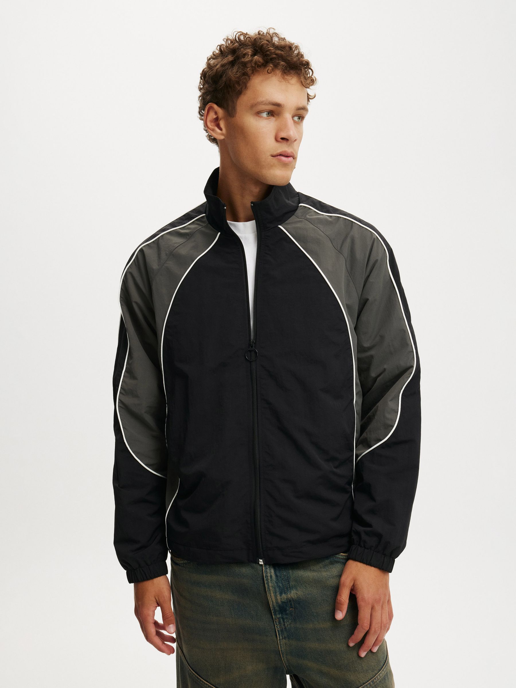 Buy Cotton On Black/Grey Panelled Spray Jacket from Next USA